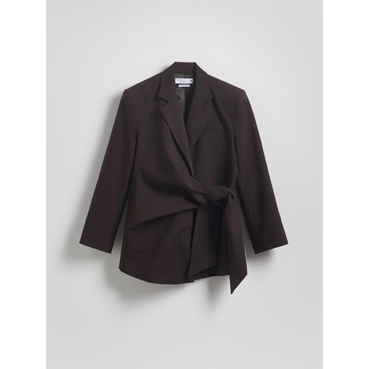 Reserved - Marynarka z ozdobnym wiązaniem - mahoniowy Reserved XL Reserved