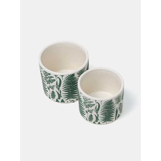 Sinsay - Gliniane doniczki z motywem roślinnym 2 pack - zielony Sinsay One Size Sinsay