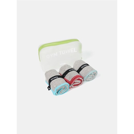 Sinsay - Ręczniki szybkoschnące w pokrowcu zapinanym na zamek 3 pack - czerwony Sinsay One Size Sinsay