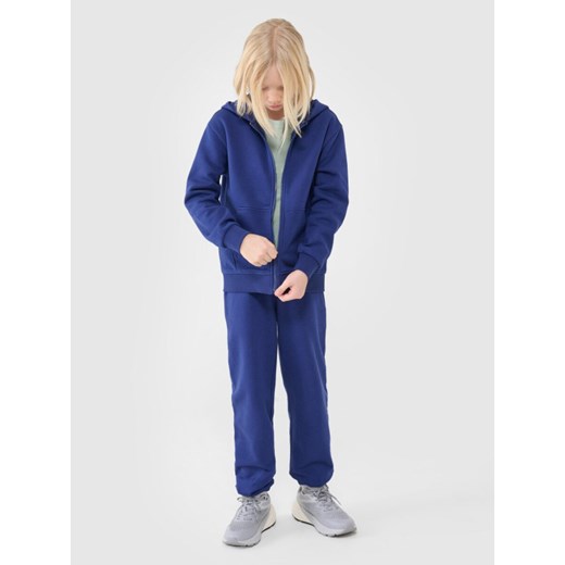 Chłopięca bluza dresowa z kapturem rozpinana 4F 4FJWSS25TSWSM1851 - niebieska ze sklepu Sportstylestory.com w kategorii Bluzy chłopięce - zdjęcie 179685009