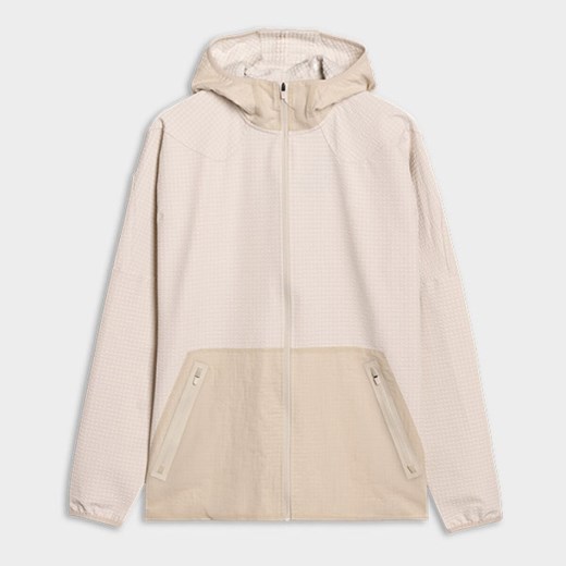 Męska bluza treningowa rozpinana z kapturem 4F x Robert Lewandowski RL9SSS25TFSWM615 - beżowa ze sklepu Sportstylestory.com w kategorii Bluzy męskie - zdjęcie 179685047