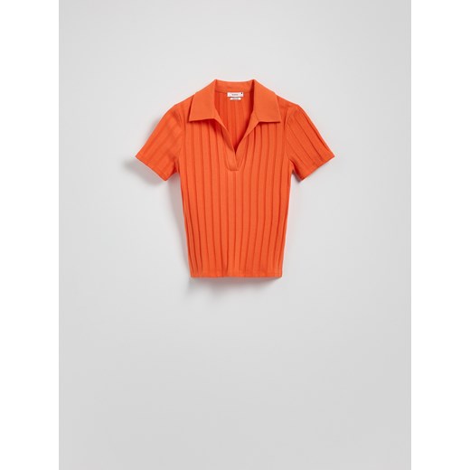 Reserved - Bluzka polo - pomarańczowy Reserved XS Reserved