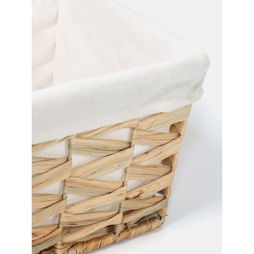 Sinsay - Pleciony kosz do przechowywania okryty materiałem - beżowy Sinsay One Size Sinsay