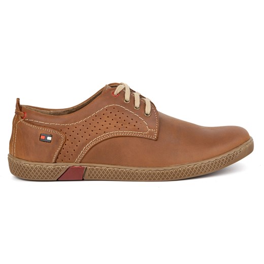 Olivier Buty męskie skórzane casual 302GT camel brązowe ze sklepu ButyModne.pl w kategorii Półbuty męskie - zdjęcie 179691629