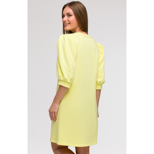 Sukienka damska z bufiastymi rękawami cytrynowa B291, Kolor cytrynowy, Rozmiar 2XL/3XL, BeWear ze sklepu Primodo w kategorii Sukienki - zdjęcie 179692249