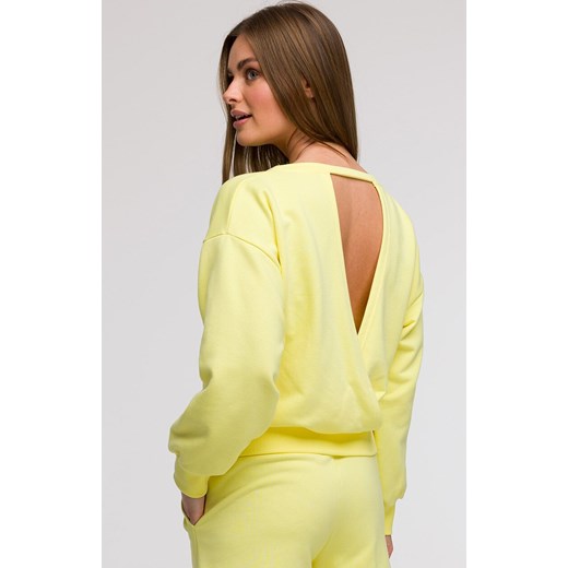 Bluza damska z otwartymi plecami cytrynowa B293, Kolor cytrynowy, Rozmiar L, BeWear ze sklepu Primodo w kategorii Bluzy damskie - zdjęcie 179692289