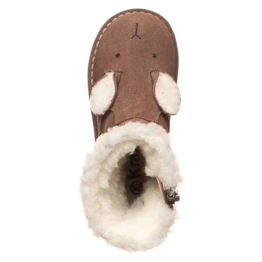 Buty zimowe dziecięce Kmins brązowe z aplikacją 