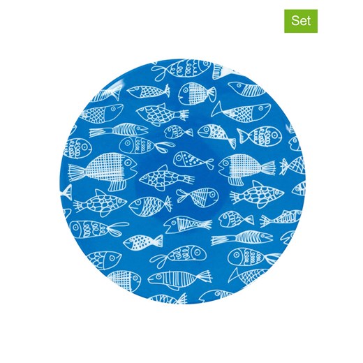 Overbeck and Friends Talerze śniadaniowe (2 szt.) &quot;Crazy Fish&quot; w kolorze niebieskim - Ø 15 cm ze sklepu Limango Polska w kategorii Naczynia - zdjęcie 179692457