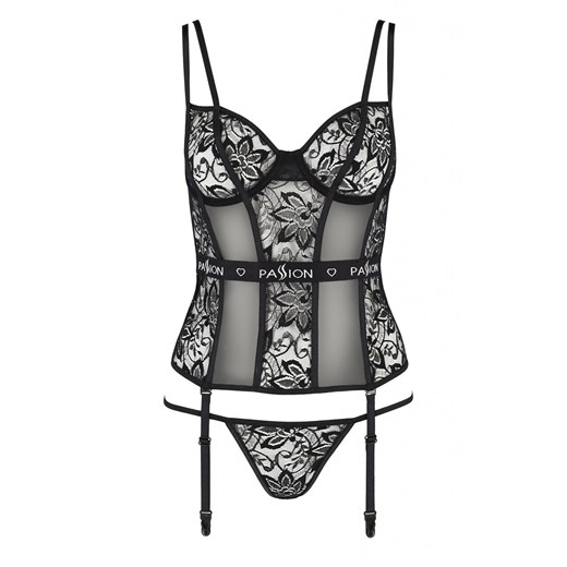 Czarny koronkowe gorset i stringi Leticia, Kolor czarny, Rozmiar L/XL, Passion ze sklepu Intymna w kategorii Gorsety - zdjęcie 179693446