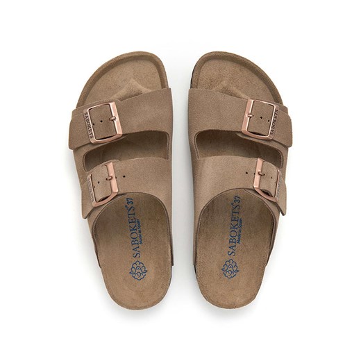 Klapki damskie Sabokets brązowe bez zapięcia 