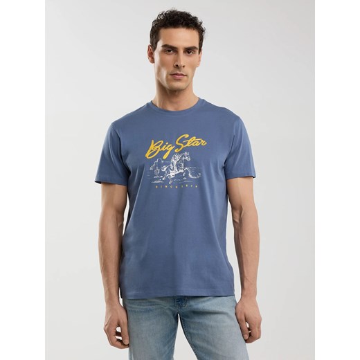 Koszulka męska z nadrukiem niebieska Stelianer 402 ze sklepu Big Star w kategorii T-shirty męskie - zdjęcie 179695138
