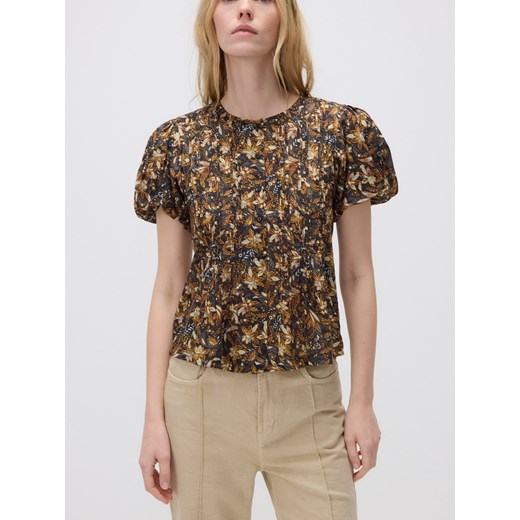 Bluzka damska Reserved bawełniana z krótkim rękawem wielokolorowa z okrągłym dekoltem 