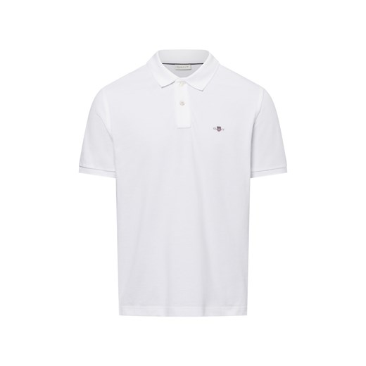Gant Męska koszulka polo Mężczyźni Bawełna biały jednolity ze sklepu vangraaf w kategorii T-shirty męskie - zdjęcie 179695406