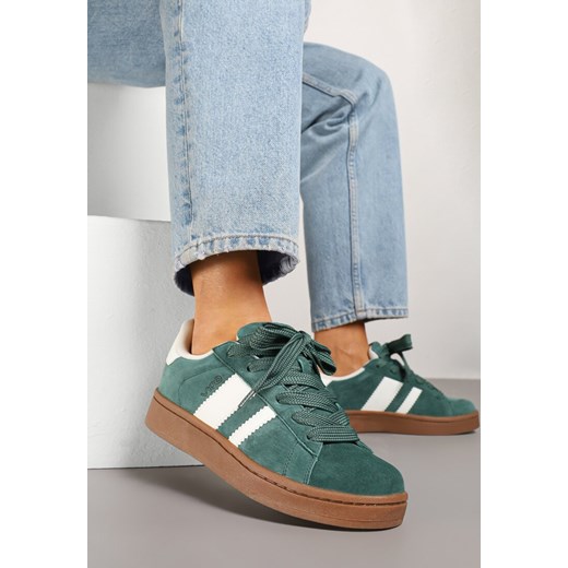 Zielono-Białe Sneakersy Typu Kultowe Tenisówki Zdobione Paskami Nevellise ze sklepu renee.pl w kategorii Buty sportowe damskie - zdjęcie 179695556