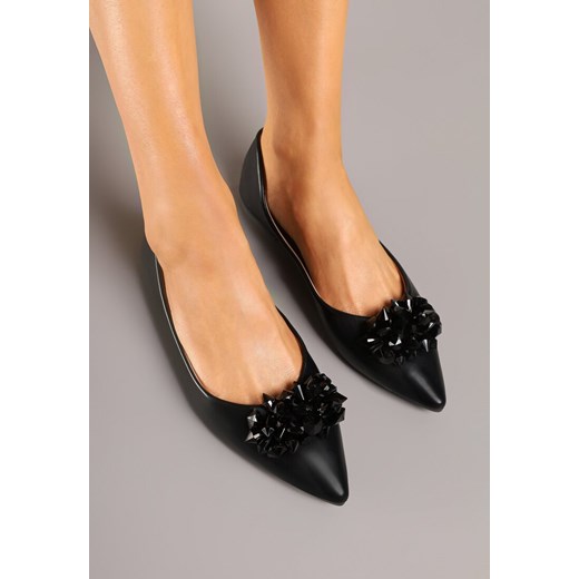 Czarne Balerinki z Ozdobnymi Kryształkami Vevorisa Renee 36 renee.pl