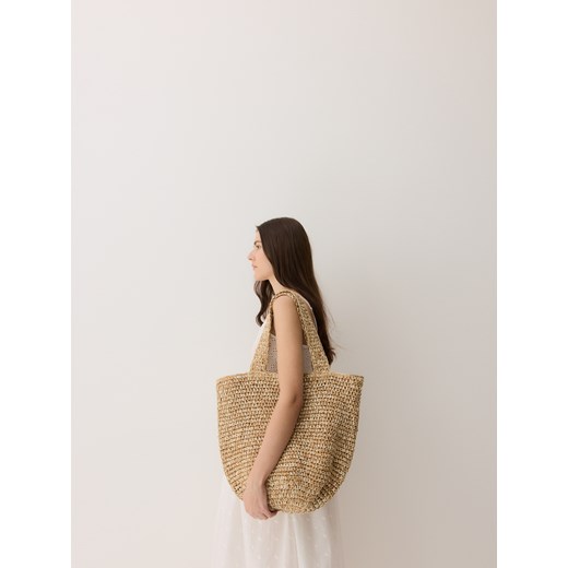 Reserved - Pleciona torebka shopper - beżowy Reserved ONE SIZE Reserved