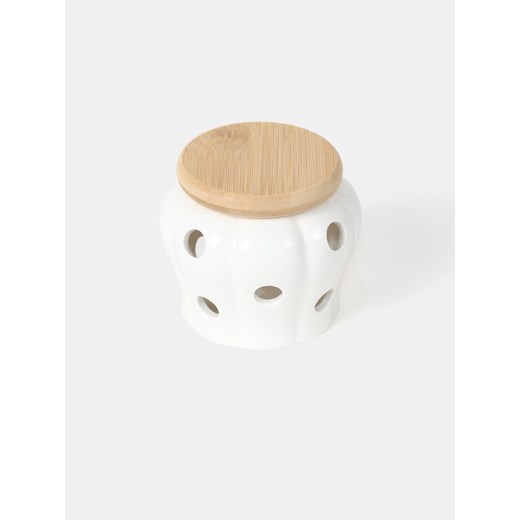 Sinsay - Pojemnik do przechowywania z bambusową pokrywką - biały Sinsay One Size Sinsay