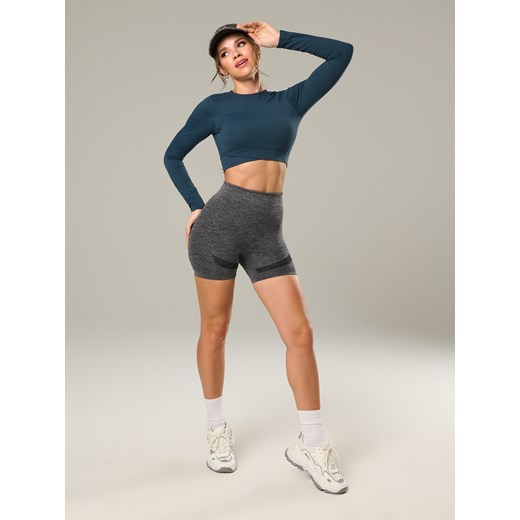 Sinsay - Krótkie legginsy z ozdobnym wzorem po bokach - szary Sinsay M Sinsay