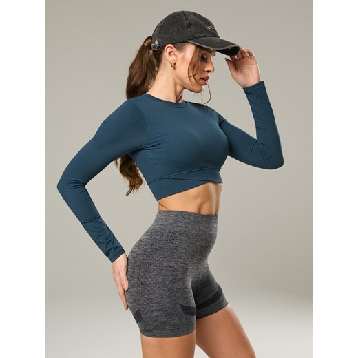 Sinsay - Krótkie legginsy z ozdobnym wzorem po bokach - szary Sinsay S Sinsay