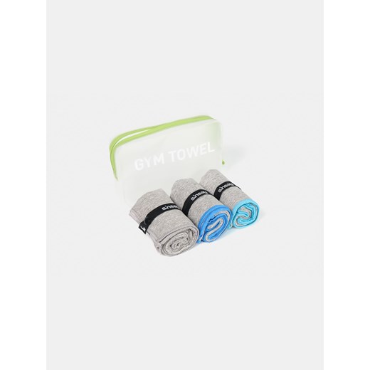 Sinsay - Ręczniki szybkoschnące w pokrowcu zapinanym na zamek 3 pack - niebieski Sinsay One Size Sinsay