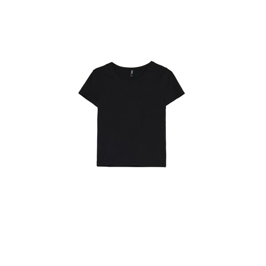 Cropp - Czarna dopasowana koszulka basic - czarny Cropp S Cropp