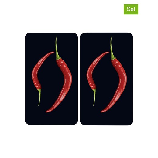 Wenko Płyty (2 szt.) &quot;Peperoni&quot; w kolorze czarno-czerwonym na kuchenkę - 52 x 30 cm ze sklepu Limango Polska w kategorii Akcesoria kuchenne - zdjęcie 179700155
