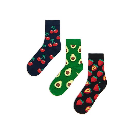 Cropp - 3 pack skarpet z owocowym motywem - wielobarwny ze sklepu Cropp w kategorii Skarpetki męskie - zdjęcie 179706668