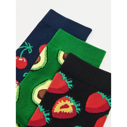 Cropp - 3 pack skarpet z owocowym motywem - wielobarwny Cropp 39-42 Cropp