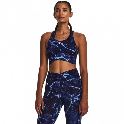 Damski top treningowy Under Armour Project Rock LG Crssover Top Pt - granatowy ze sklepu Sportstylestory.com w kategorii Biustonosze - zdjęcie 179707597
