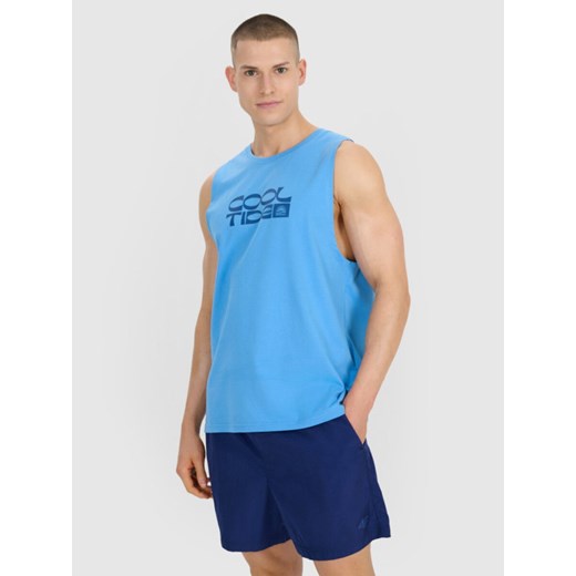 Męski top z nadrukiem 4F 4FWSS25TSLEM123 - niebieski ze sklepu Sportstylestory.com w kategorii T-shirty męskie - zdjęcie 179708255