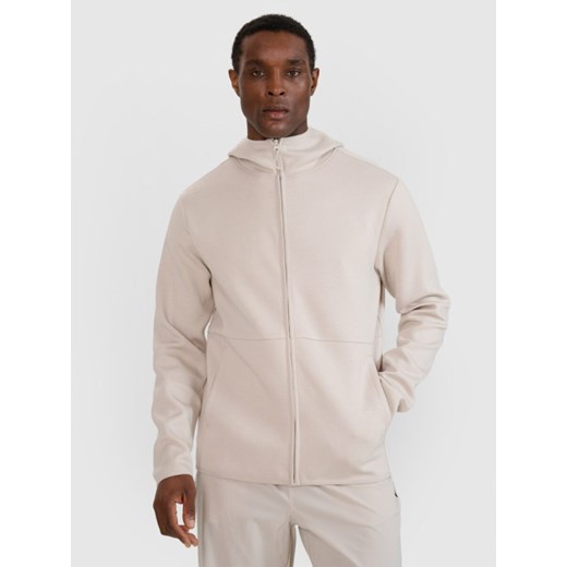 Męska bluza dresowa rozpinana z kapturem 4F 4FWSS25TSWSM1548 - beżowa ze sklepu Sportstylestory.com w kategorii Bluzy męskie - zdjęcie 179708296