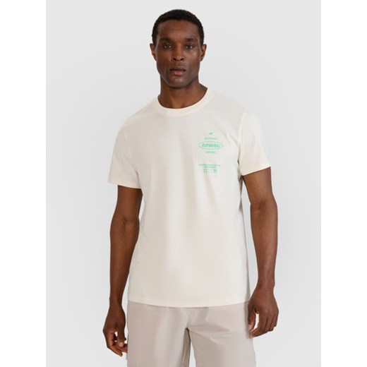 Męski t-shirt z nadrukiem 4F 4FRSS25TTSHM2688 - beżowy ze sklepu Sportstylestory.com w kategorii T-shirty męskie - zdjęcie 179708456