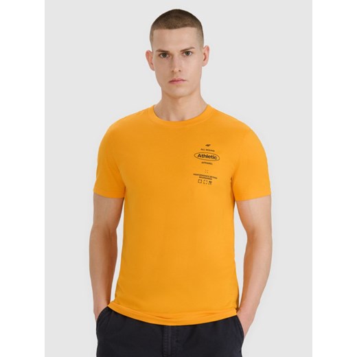 Męski t-shirt z nadrukiem 4F 4FRSS25TTSHM2688 - pomarańczowy ze sklepu Sportstylestory.com w kategorii T-shirty męskie - zdjęcie 179708476