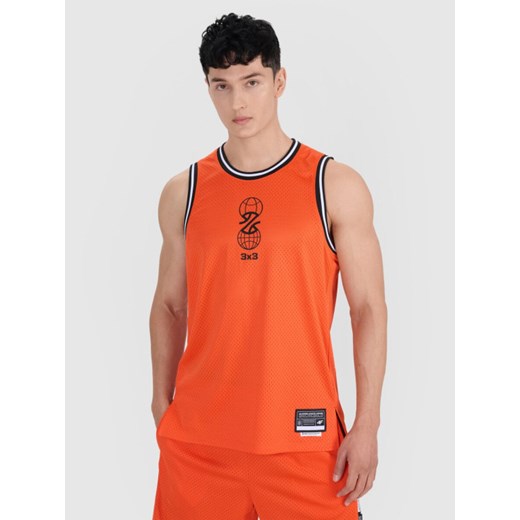 Męski top do koszykówki oversize 4F 4FRSS25TFSLM714 - pomarańczowy ze sklepu Sportstylestory.com w kategorii T-shirty męskie - zdjęcie 179708715