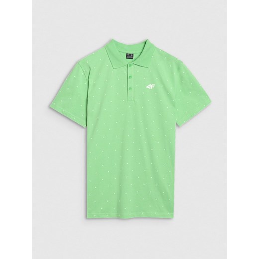 Męska koszulka polo z nadrukiem 4F 4FRSS25TPTSM634 - zielona ze sklepu Sportstylestory.com w kategorii T-shirty męskie - zdjęcie 179708747