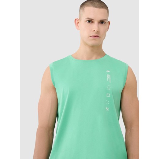Męski top z nadrukiem 4F 4FRSS25TSLEM230 - zielony ze sklepu Sportstylestory.com w kategorii T-shirty męskie - zdjęcie 179708798