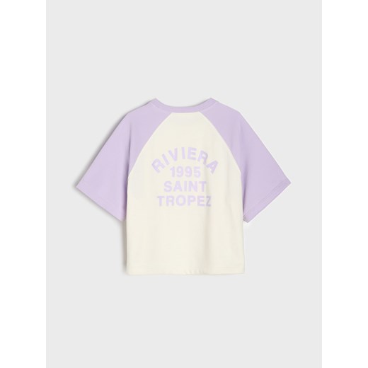 Sinsay - Bluza z krótkim rękawem - fioletowy Sinsay M Sinsay