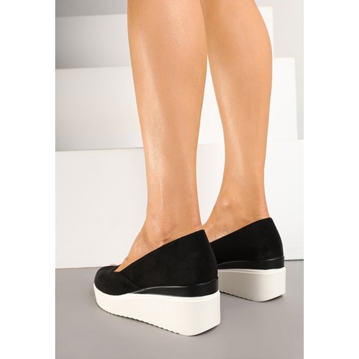 Czółenka Renee czarne na koturnie eleganckie 