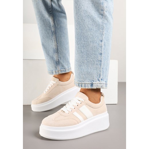 Beżowe Sneakersy Typu Kultowe Tenisówki na Platformie Redoreve ze sklepu renee.pl w kategorii Buty sportowe damskie - zdjęcie 179712019