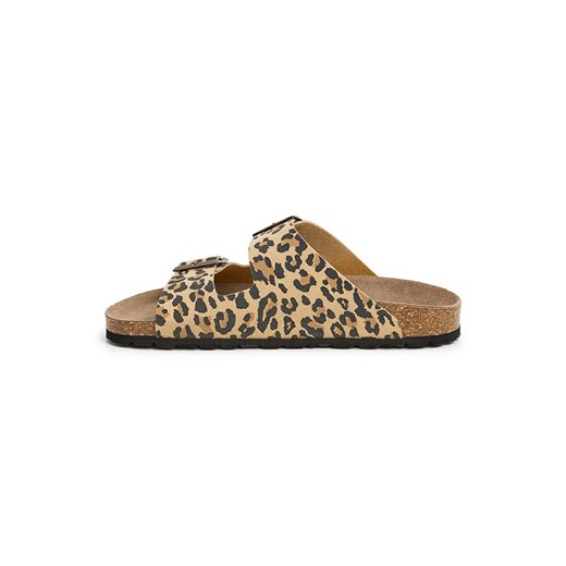 Sabokets klapki damskie casual brązowe z nadrukami 