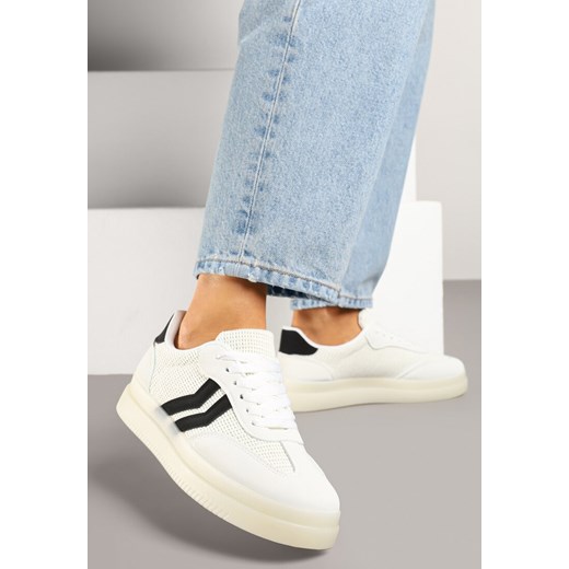 Białe Sneakersy z Geometrycznym Wzorem Sadeane ze sklepu born2be.pl w kategorii Buty sportowe damskie - zdjęcie 179713905