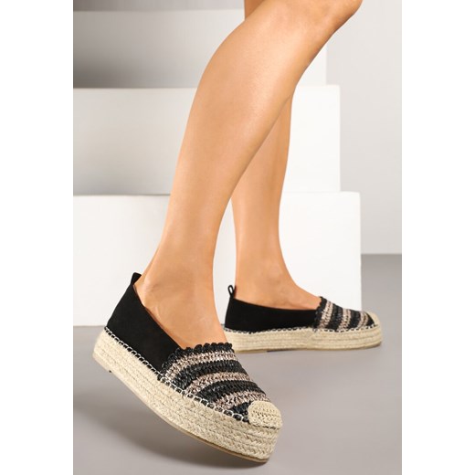 Czarne Espadryle na Grubej Plecionej Podeszwie Leline ze sklepu born2be.pl w kategorii Espadryle damskie - zdjęcie 179713977
