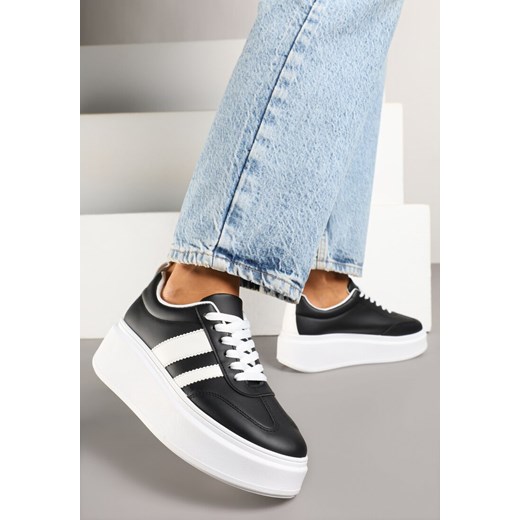 Czarne Sneakersy w Stylu Klasycznych Tenisówek na Grubej Podeszwie Rediree ze sklepu born2be.pl w kategorii Buty sportowe damskie - zdjęcie 179714308