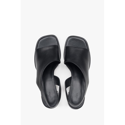 Estro: Czarne sandały damskie na niskim obcasie ze skóry naturalnej Estro 36 Estro