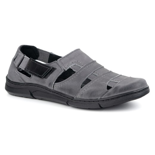Buty męskie skórzane 54KZ szare lekkie przewiewne na lato ze sklepu butyolivier w kategorii Półbuty męskie - zdjęcie 179715398