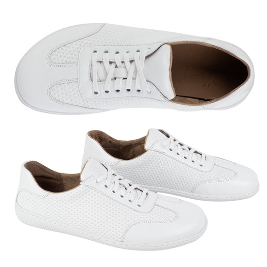 Półbuty męskie barefoot skórzane minimalistyczne model 0742WK tłoczone białe ze sklepu butyolivier w kategorii Półbuty męskie - zdjęcie 179715418