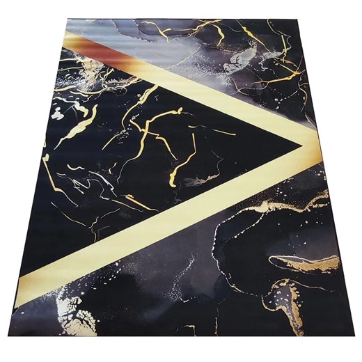 Czarny nowoczesny dywan w złote wzory 120x180 - Eglam 4X Profeos One Size Edinos.pl