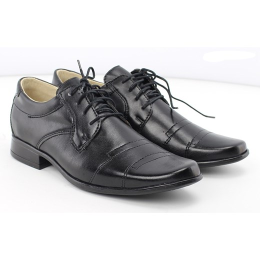Pantofle czarne - skóra - młodzieżowe idealne na Komunię! 31-36 onemarket-pl-obuwie szary materiałowe