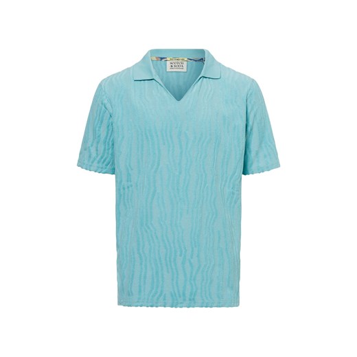 Scotch & Soda Męska koszulka polo Mężczyźni cyjan wypukły wzór tkaniny ze sklepu vangraaf w kategorii T-shirty męskie - zdjęcie 179721196