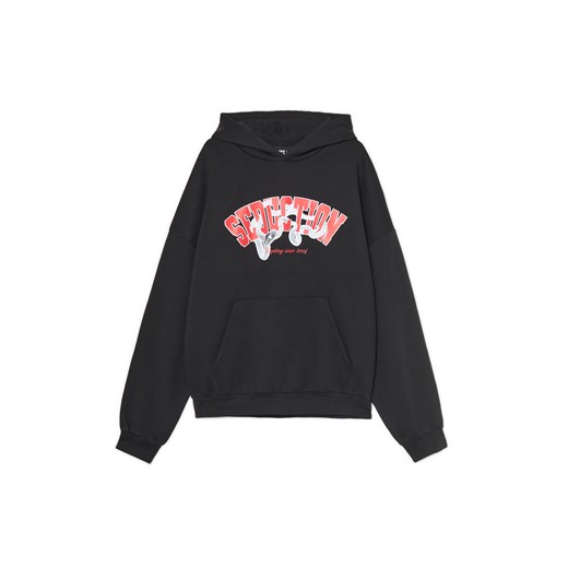 Cropp - Czarna bluza hoodie z motywem węża - czarny ze sklepu Cropp w kategorii Bluzy męskie - zdjęcie 179721707